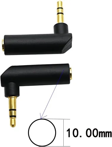 Miniatura 5 de Adaptador de audio macho a hembra de ángulo de 0.138 in, conector estéreo TRS de ángulo recto de 90 grados, conector AUX compatible con auriculares
