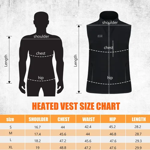 Miniatura 6 de Chaleco calefactor, chaleco calefactor, recargable, chaqueta calefactora con 3 niveles de calefacción, unisex, batería de ropa no incluida, Negro