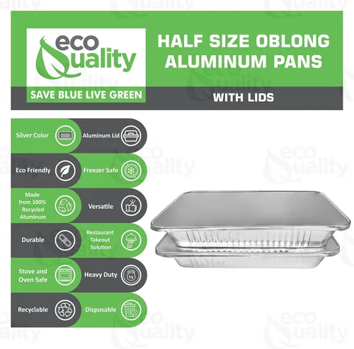 Miniatura 2 de Sartenes de aluminio desechables de 9 x 13 pulgadas, bandejas de aluminio de tamaño medio con tapas, mesa de vapor resistente, sartenes de papel
