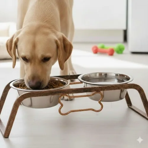 Miniatura 7 de Loving Pets Colección etiqueta negra Comedor rústico en forma de hueso para perros, 1 pinta, cobre envejecido Cobre (Aged Copper)
