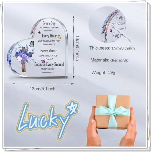 Miniatura 4 de Regalos cristianos para mujeres, hermanas, inspirador, positivo, apoyo emocional, decoración de escritorio, cruz para amigos, su hogar, letreros