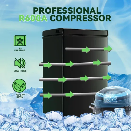 Miniatura 4 de WANAI Congelador de pecho pequeño negro 2.2 pies cúbicos Mini congelador de puerta superior ajustable 7 termostatos y dos cestas extraíbles Garaje