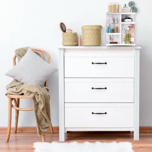 Miniatura 5 de Sorbus Organizador de Maquillaje de 360° - Carrusel de Almacenamiento de Madera Rústica Gris para Cosméticos, Maquillaje, Organizador de Cuidado