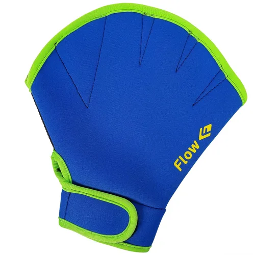Guantes de Resistencia para Natación Flow - Guantes con Membranas para Aeróbicos Acuáticos, Fitness Acuático y Entrenamiento de Natación Azul/Verde