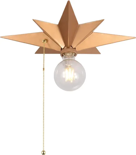 Miniatura 10 de Lámpara de techo de montaje al ras de 16 pulgadas con interruptor de cadena de tirar para encendido/apagado, luminarias de techo de estrella blanca