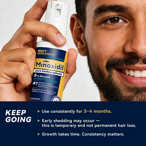 Miniatura 8 de Minoxidil para hombres Suero para el crecimiento de la barba: Extra Strength 5% Minoxidil Spray para hombres Tratamientos de crecimiento de barba