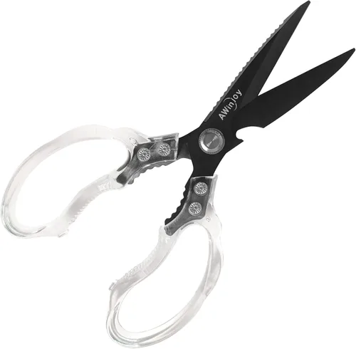 Miniatura 11 de AWinjoy Tijeras de cocina, resistentes y afiladas aptas para lavavajillas, accesorios de cocina color oro rosa para carne, pollo, pescado, aves