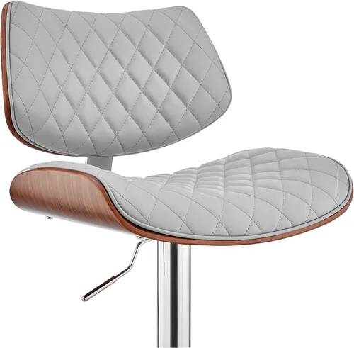 Miniatura 8 de Armen Living Leland Taburete de bar ajustable de piel sintética gris y acabado cromado Gris/cromado