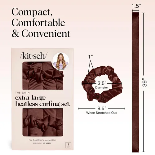 Miniatura 5 de Kitsch Juego de rizadores de pelo sin calor XL satinados, rizos sin calor, cómodos rizadores de pelo para dormir sin encrespamiento, sin daños por