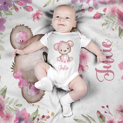 Miniatura 2 de ZouZou Mantas de bebé personalizadas con nombre, mantas de bebé personalizadas para niñas, manta de bebé de oso, el mejor regalo para bebé, recién