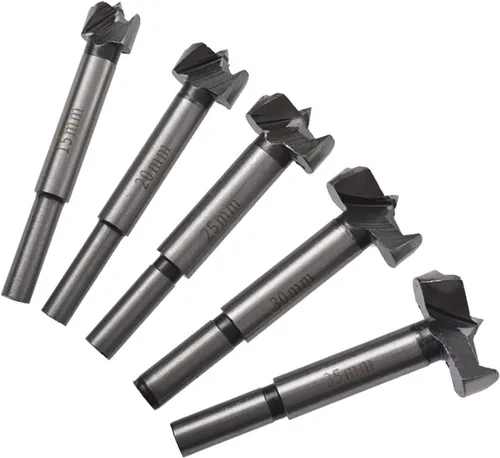Miniatura 7 de BestAlice Juego de 5 brocas Forstner, 15, 20, 25, 30, 1.378 in, juego de brocas para carpintería, juego de brocas de ala plana, broca de acero