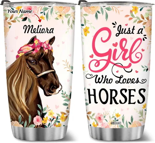 Miniatura 15 de BECHUSKY Vaso de acero inoxidable personalizado con aislamiento al vacío de flores de jirafa con tapa Just A Girl Who Loves Giraffes, taza de café