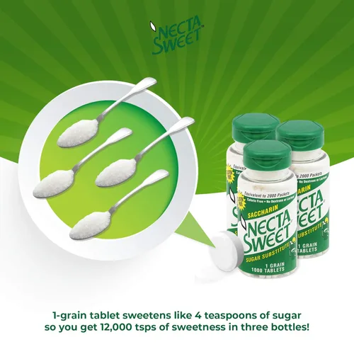 Miniatura 5 de Necta Sweet - Tabletas de sacarina de 1 grano – Sustitutos de azúcar sin calorías (paquete de 3 botellas de 1,000 tabletas)
