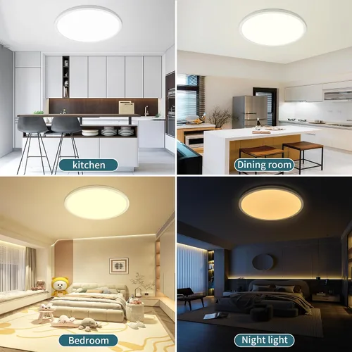 Miniatura 6 de Modernas lámparas LED de techo regulables con control remoto, montaje empotrado ultrafino de 15.4 pulgadas con luz nocturna, 36 W, 4500 LM