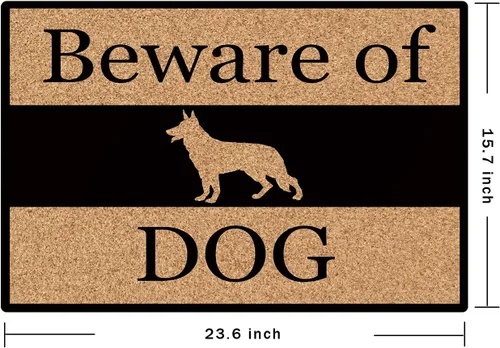 Miniatura 3 de Divertidas alfombrillas de bienvenida con diseño de perro «Beware of Dog» para decoración del hogar, alfombra de tela no tejida con parte trasera
