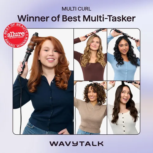 Miniatura 4 de Wavytalk Juego de rizadores 5 en 1, rizador múltiple, juego de varita rizadora con cepillo térmico y 4 varitas rizadoras de cerámica intercambiables