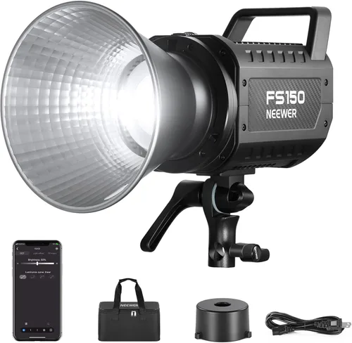 NEEWER FS150 Luz de Vídeo LED 2.4G/Control APP, Luz Continua Silenciosa de 130W 5600K COB Luz Diurna para Fotografía con 4 Tipos de Atenuación