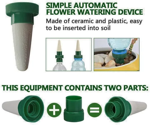 Miniatura 5 de Greatstar - Agujero de plantas de cerámica para vacaciones, sistema automático de estacas de riego de flores y goteo para uso en interiores y 4