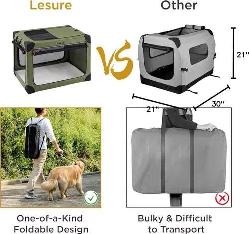 Miniatura 7 de Lesure Shown on TODAY Show Jaula Suave Plegable para Perros - Jaula de Viaje Portátil de 30 Pulgadas para Perros Medianos Interior y Exterior