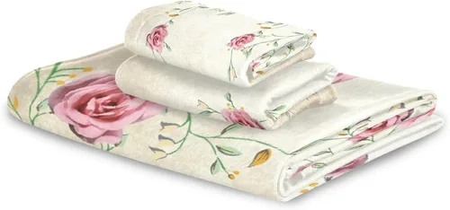 Miniatura 8 de Juego de toallas de baño para baño, diseño floral de primavera rosa rosa, juego de 3 toallas de lujo, 1 toalla de baño, 1 toalla de mano, 1 toalla