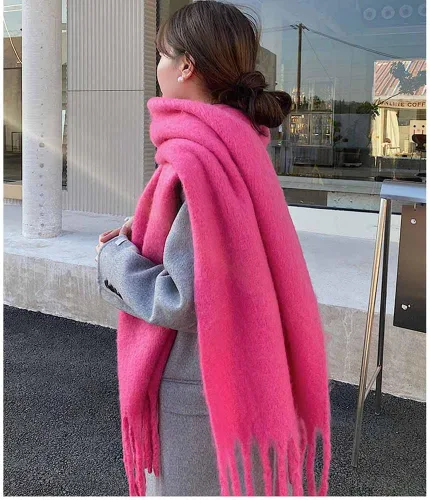 Miniatura 3 de Bufanda grande y gruesa de gran tamaño, esponjosas, de lana grande, gruesa, cálida para invierno