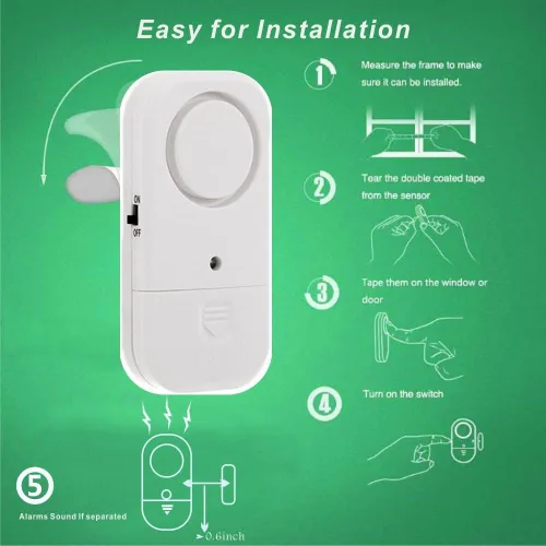 Miniatura 6 de Alarma de ventana y puerta para seguridad de los niños, paquete de 5 unidades de seguridad personal para piscina, alerta antirrobo, pacientes
