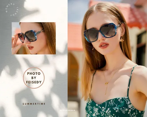 Miniatura 39 de FEISEDY - gafas de sol polarizadas para mujer, marco compuesto brillante B2289