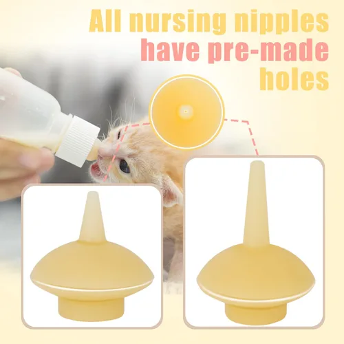 Miniatura 3 de Mini Botella de Alimentación para Mascotas y Jeringas con Tetinas para Gatos Pequeños, Perros, Gatitos, Cachorros, Conejos, Animales Pequeños
