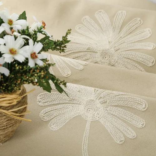 Miniatura 6 de VOGOL - Cortinas con ojales bordadas con patrón floral elegante de lino sintético, 2 paneles, 60% opacas con aislamiento térmico, cortinas pesadas