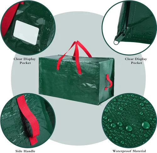 Miniatura 3 de Shappy 6 bolsas de almacenamiento de Navidad resistentes extra grandes para adornos, bolsas de mudanza, bolsa organizadora de decoración de Navidad