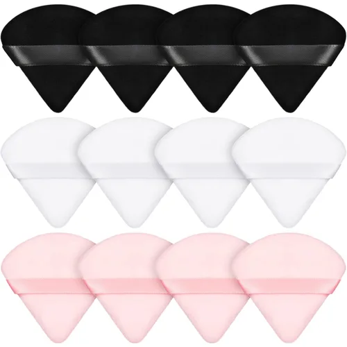 Miniatura 8 de Maitys 12 piezas Esponja para polvo de cara con forma de triángulo, para polvo suelto, suave, base cosmética, esponja mineral para productos