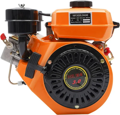 Motor diésel 3HP, 4 tiempos 196CC monocilíndrico motor diésel de retroceso arranque manual 3000RPM motor multiusos de grado industrial para máquinas