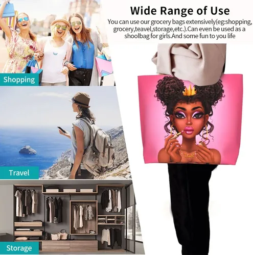 Miniatura 7 de Bolsas de mano para mujer afroamericana, con asa superior, para gimnasio, viajes, compras