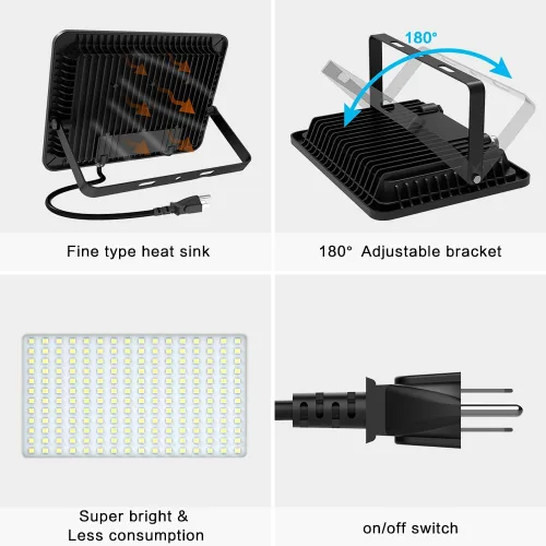 Miniatura 5 de Luz de inundación LED de 200 W, 20000 lúmenes, luces de seguridad superbrillantes, enchufe certificado UL, luz de inundación impermeable IP66, luz