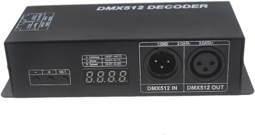Miniatura 3 de JOYLIT Controlador de decodificador LED DMX512 4 canales 4X4A 192W Pantalla digital DC 12V-24V para RGBW 5050 3528 Luz de tira LED 4 canales X 4A