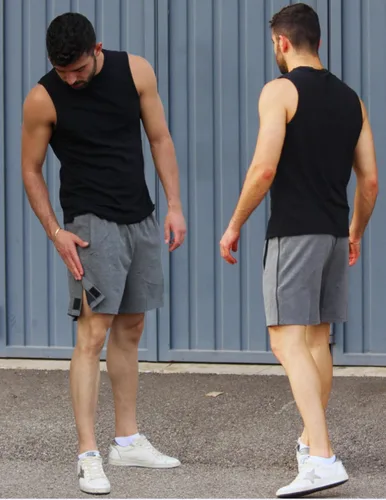 Miniatura 7 de Deyeek Pantalones cortos deportivos unisex para hombre, pantalones cortos de algodón con bolsillos para después de la cadera y la rodilla