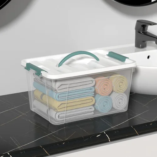 Miniatura 7 de Ramddy Paquete de 6 contenedores de almacenamiento de plástico de 14 cuartos de galón con asa, caja de contenedor transparente con pestillo