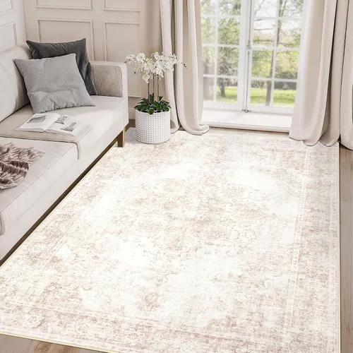 Miniatura 17 de Aoyaomi Alfombra de Área Vintage para Sala de Estar - 5x7 Grande Lavable a Máquina Boho Marroquí Desgastada Alfombras Estilo Granja para Dormitorio