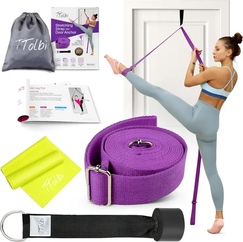 Miniatura 9 de TTolbi Door Leg Stretcher Strap with Sturdy Door Anchor & Resistance Band - Splits & Flexibility Trainer for Ballet, Dance, Gymnastics, Cheer, Pole