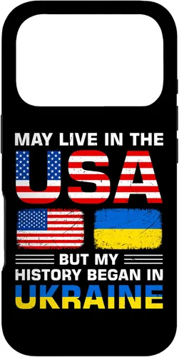 Miniatura 29 de Funda para iPhone 13 Pro Max con la bandera de Ucrania y la bandera de Estados Unidos con raíces ucranianas