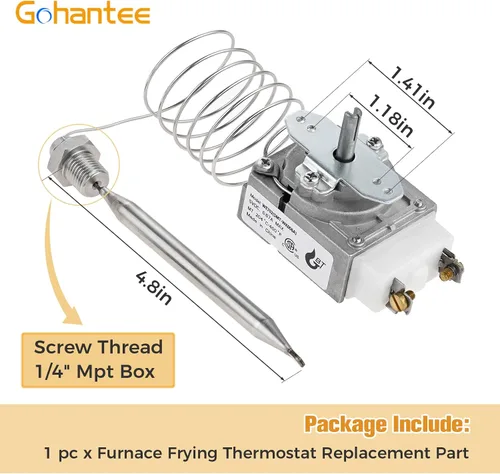 Miniatura 4 de gohantee Termostato 1175 RX-1-36, 60125401 Termostato para freidora, control de termostato de freidora de horno compatible con Pitco 60124501