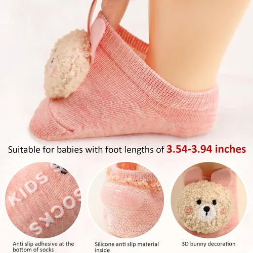 Miniatura 3 de SFGHOUSE Calcetines para bebé niña, con agarre antideslizante para bebés, niñas pequeñas, de corte bajo, calcetines tobilleros de 0 a 6 meses