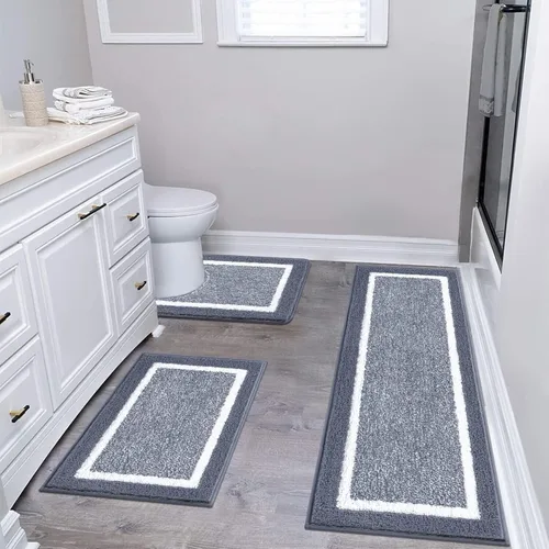 Miniatura 17 de Pauwer Juego de baño, alfombras de baño antideslizantes, alfombras de ducha absorbentes para suelo de baño, bañera y ducha, color azul aguamarina