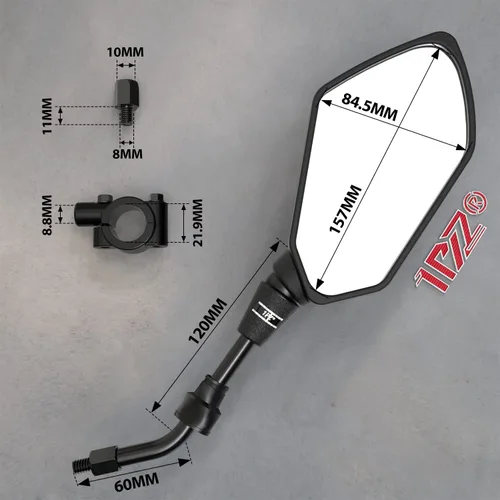 Miniatura 5 de 1PZ Espejos de motocicleta ATV con soporte de manillar de 7/8 pulgadas, compatible con motocicleta, scooter, ciclomotor, ATV, motos de nieve