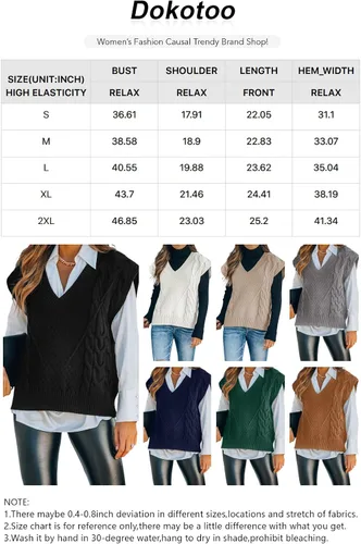 Miniatura 5 de Dokotoo Suéter chaleco para mujer, suéter de punto con cuello en V, suéteres de gran tamaño, sin mangas, camisetas sin mangas