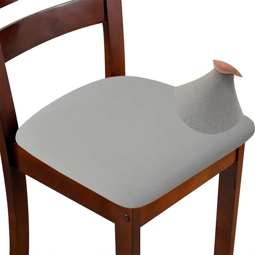 Miniatura 18 de Fundas de asiento para silla, juego de 6, fundas elásticas negras para silla de comedor cuadradas, extraíbles y lavables, protector de asiento