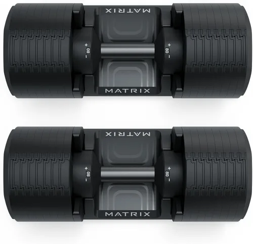 Miniatura 4 de Matrix Fitness DB80 - Mancuernas ajustables de 80 libras Ajustes rápidos para entrenamiento de fuerza y HIIT Reemplaza 16 pares de mancuernas