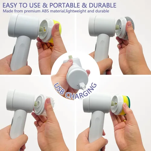 Miniatura 4 de Limpiador eléctrico giratorio – Limpiador de ducha, limpiador de baño eléctrico, para limpiar bañera, piso, azulejos, ventana, fregadero, limpieza