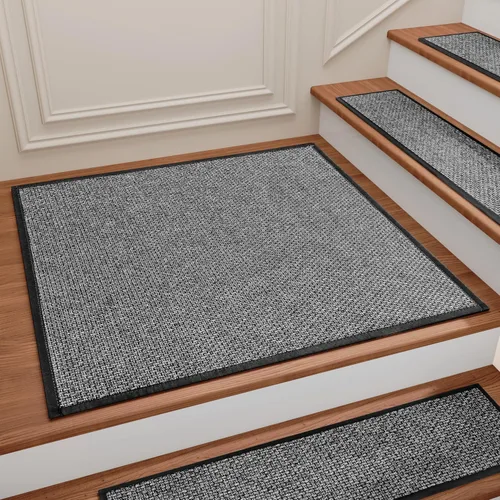 Alfombras para escalones de madera, alfombra antideslizante para peldaños con respaldo de goma, alfombras antideslizantes de poliéster suaves para