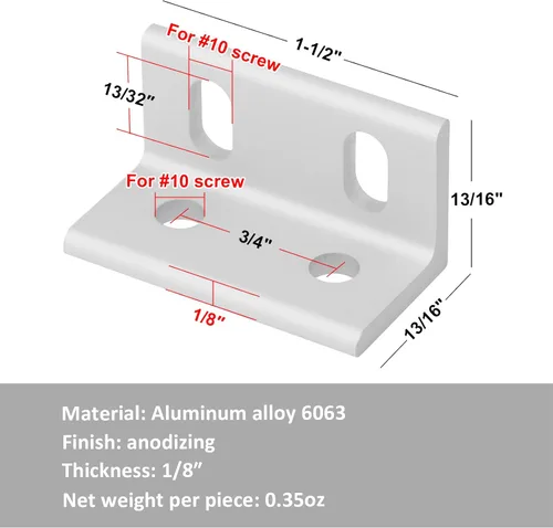 Miniatura 2 de 12 piezas de soporte de esquina interior, para perfil de aluminio 2020 2040 Extrusión l Soporte